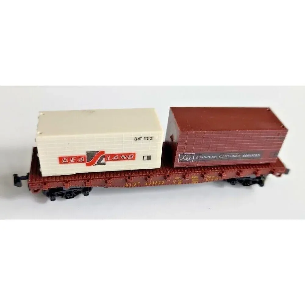 Model Power‎ 7022 N Santa Fe Scale Flat Car W/ 2 Cargo ATSF #933253 U105-16